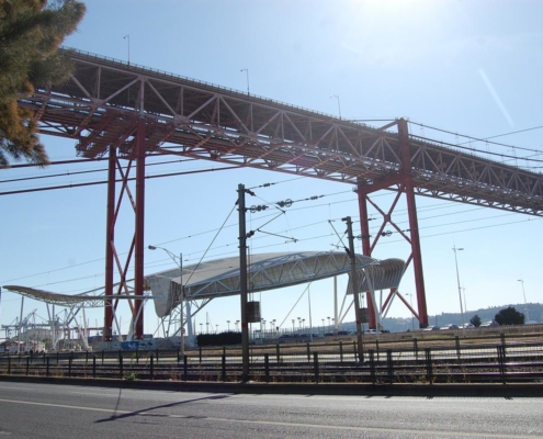 nice view from the top of the 25 april bridge in Lisbon